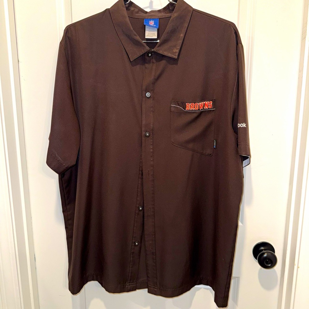 Cleveland Browns Reebok On Field Mens XL Western Shirt NFL Football Brown